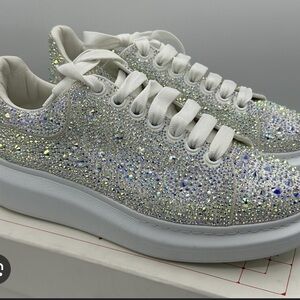 Alexander McQueen White Sparkling Sneakers